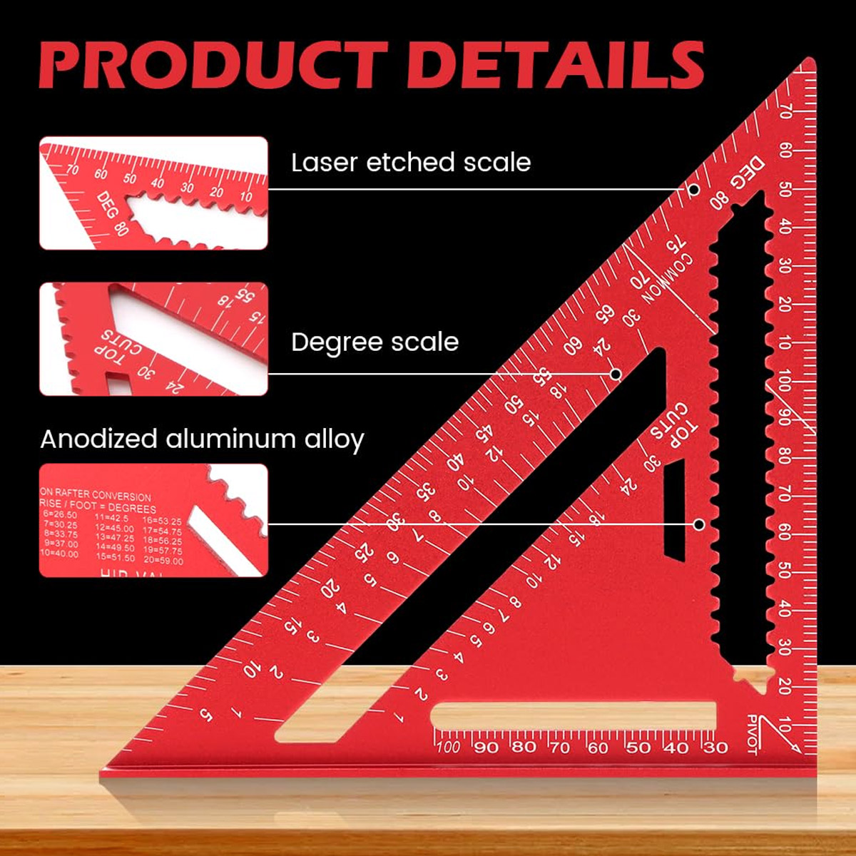 Woodworking Company - Régua Triangular de Alta Precisão em
