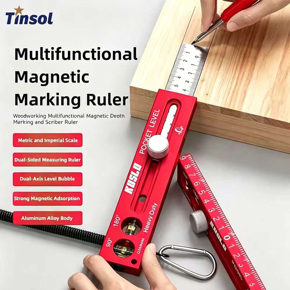 Woodworking Classes - Régua Magnética Multifuncional TINSOL em Liga